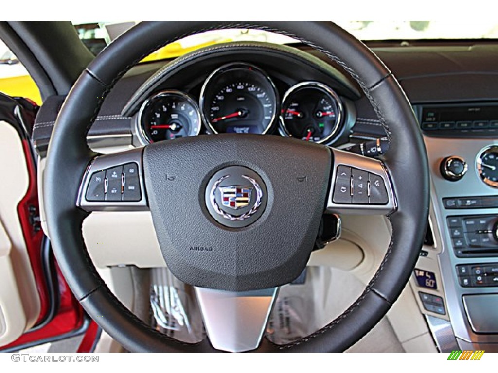 2012 Cadillac CTS Coupe Cashmere/Cocoa Steering Wheel Photo #65501789