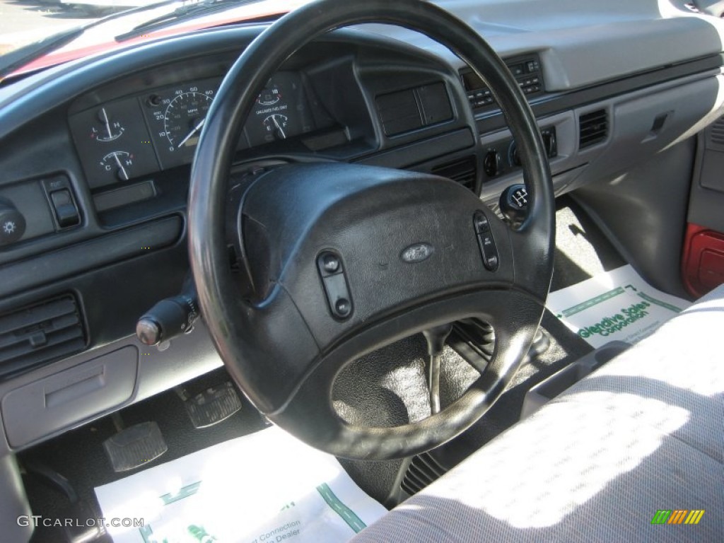 1997 Ford F350 XL Regular Cab 4x4 Chassis Opal Grey Steering Wheel Photo #65502976