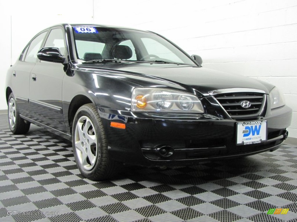 2006 Elantra GLS Sedan - Ebony Black / Gray photo #1
