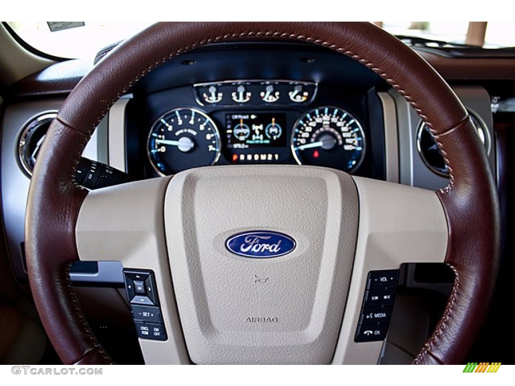 2011 Ford F150 King Ranch SuperCrew 4x4 Chaparral Leather Steering Wheel Photo #65503952