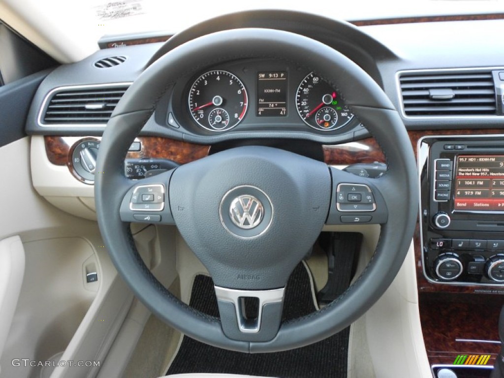 2012 Volkswagen Passat V6 SEL Cornsilk Beige Steering Wheel Photo #65510117