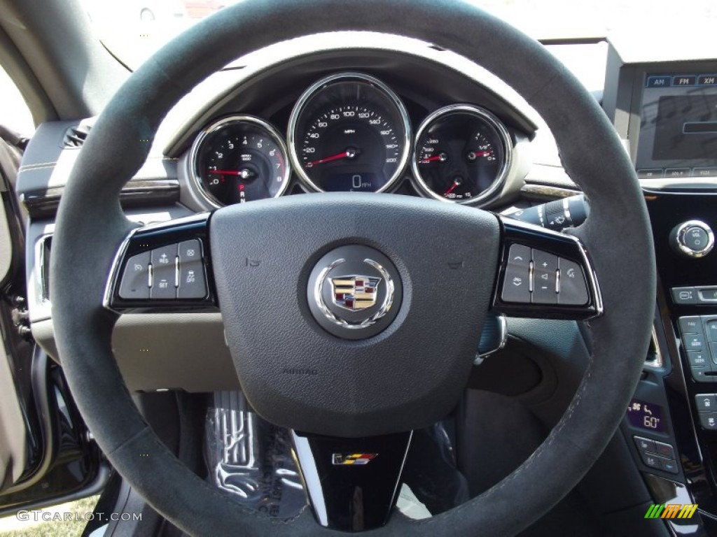 2012 Cadillac CTS -V Coupe Ebony/Saffron Steering Wheel Photo #65512973