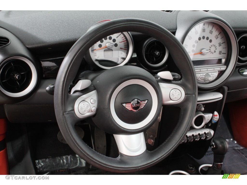 2009 Mini Cooper Hardtop Lounge Redwood Red Leather Steering Wheel Photo #65513369