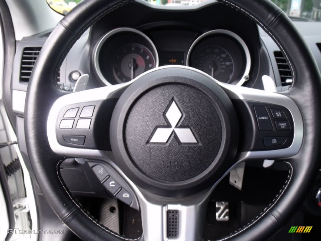 2010 Mitsubishi Lancer Evolution SE Black Sport Fabric Steering Wheel Photo #65514911