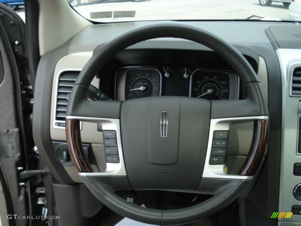 2010 Lincoln MKX AWD Medium Light Stone Steering Wheel Photo #65515763