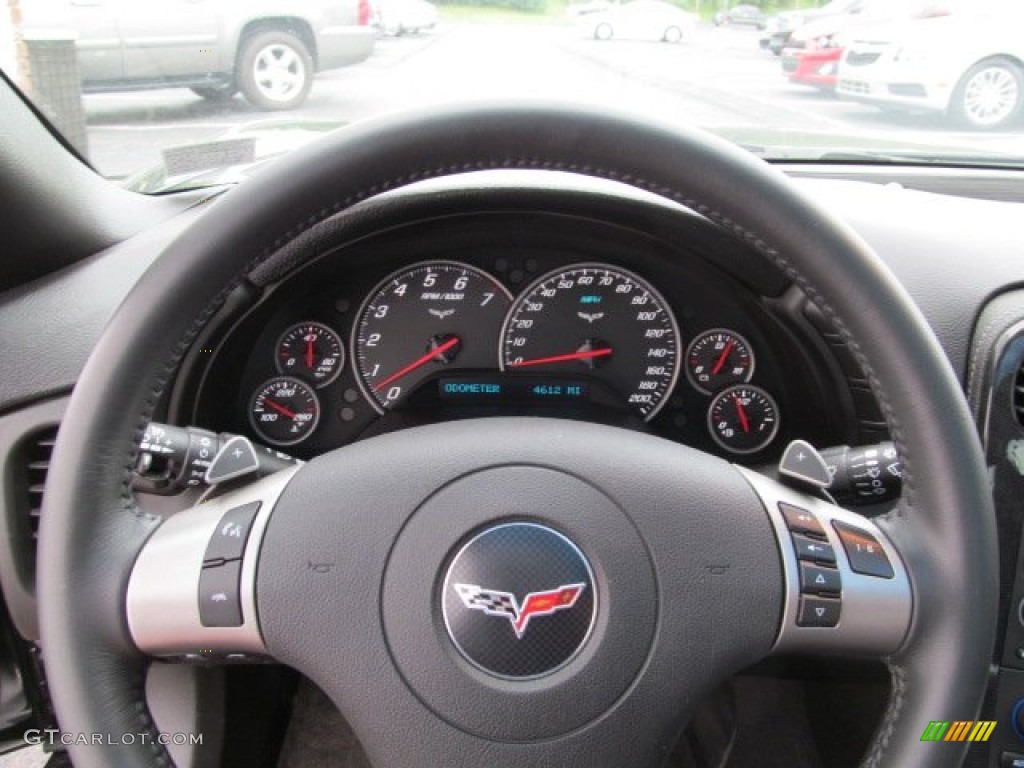 2010 Chevrolet Corvette Coupe Ebony Black Steering Wheel Photo #65521310