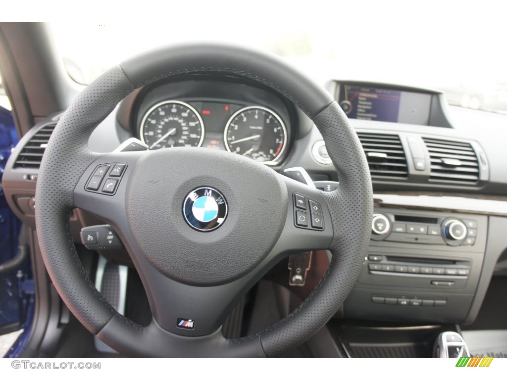 2012 BMW 1 Series 135i Convertible Black Steering Wheel Photo #65525948