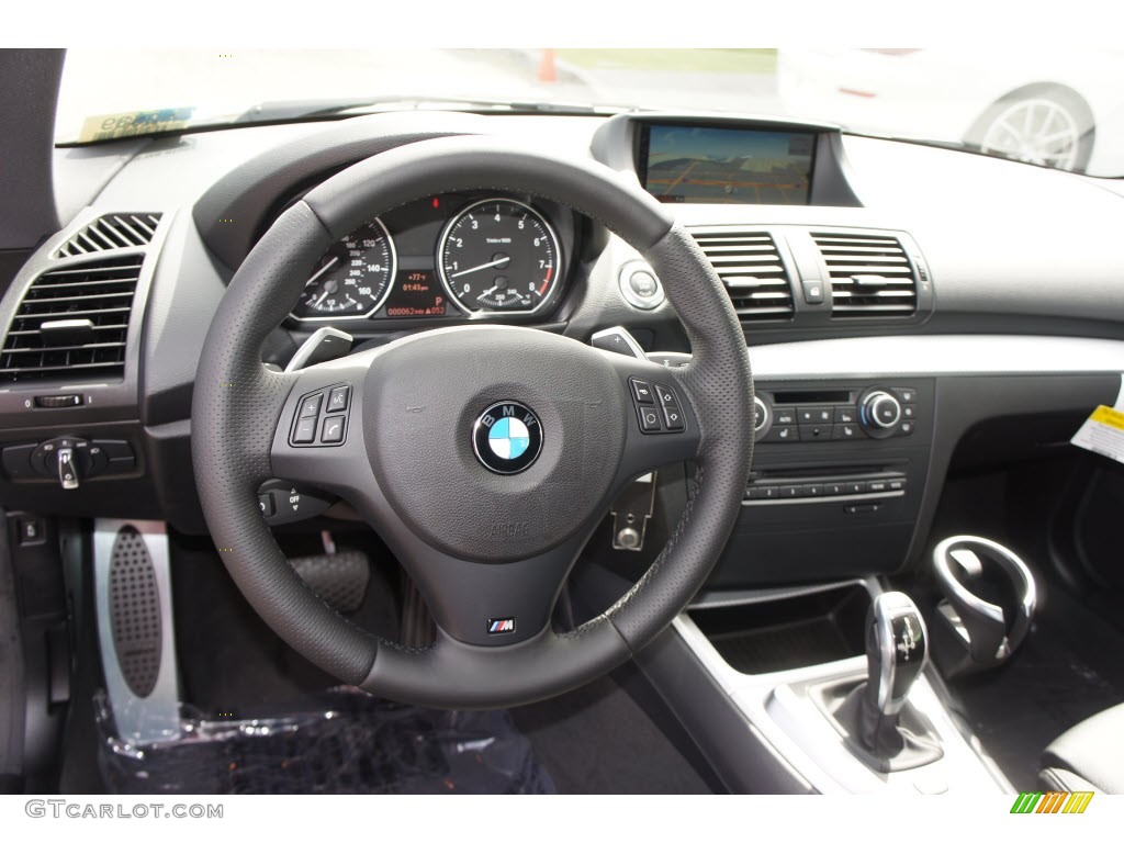 2012 BMW 1 Series 135i Coupe Black Steering Wheel Photo #65525996