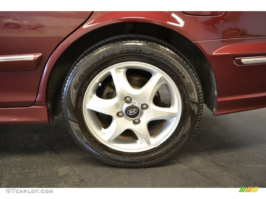 2005 Sonata LX V6 - Ruby Red / Beige photo #4