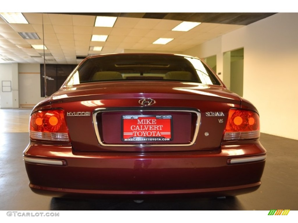 2005 Sonata LX V6 - Ruby Red / Beige photo #5
