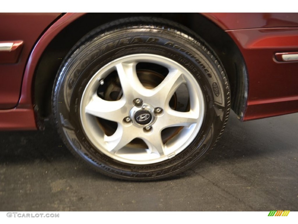 2005 Sonata LX V6 - Ruby Red / Beige photo #8