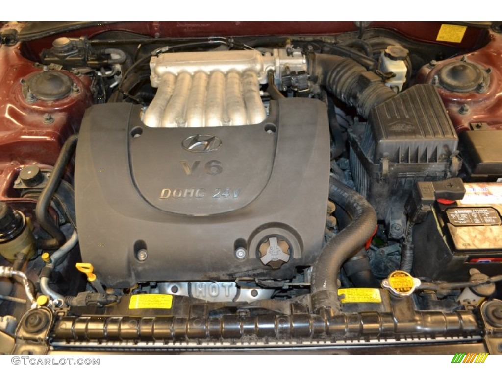 2005 Sonata LX V6 - Ruby Red / Beige photo #12