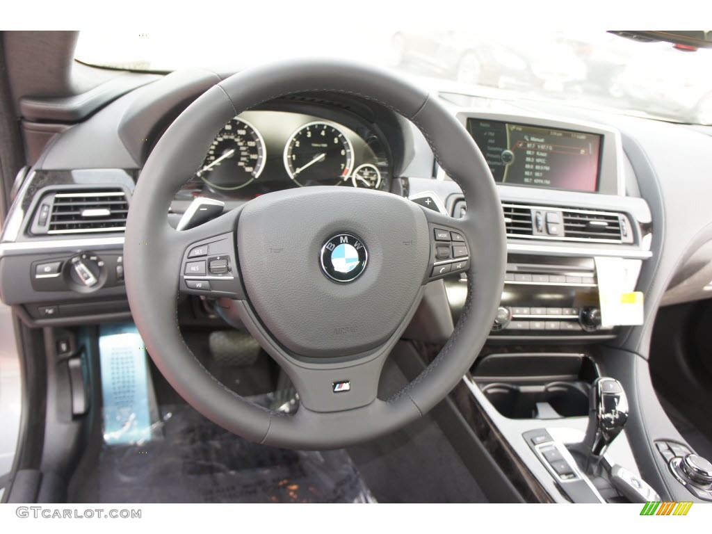2012 BMW 6 Series 650i Coupe Black Nappa Leather Steering Wheel Photo #65530676