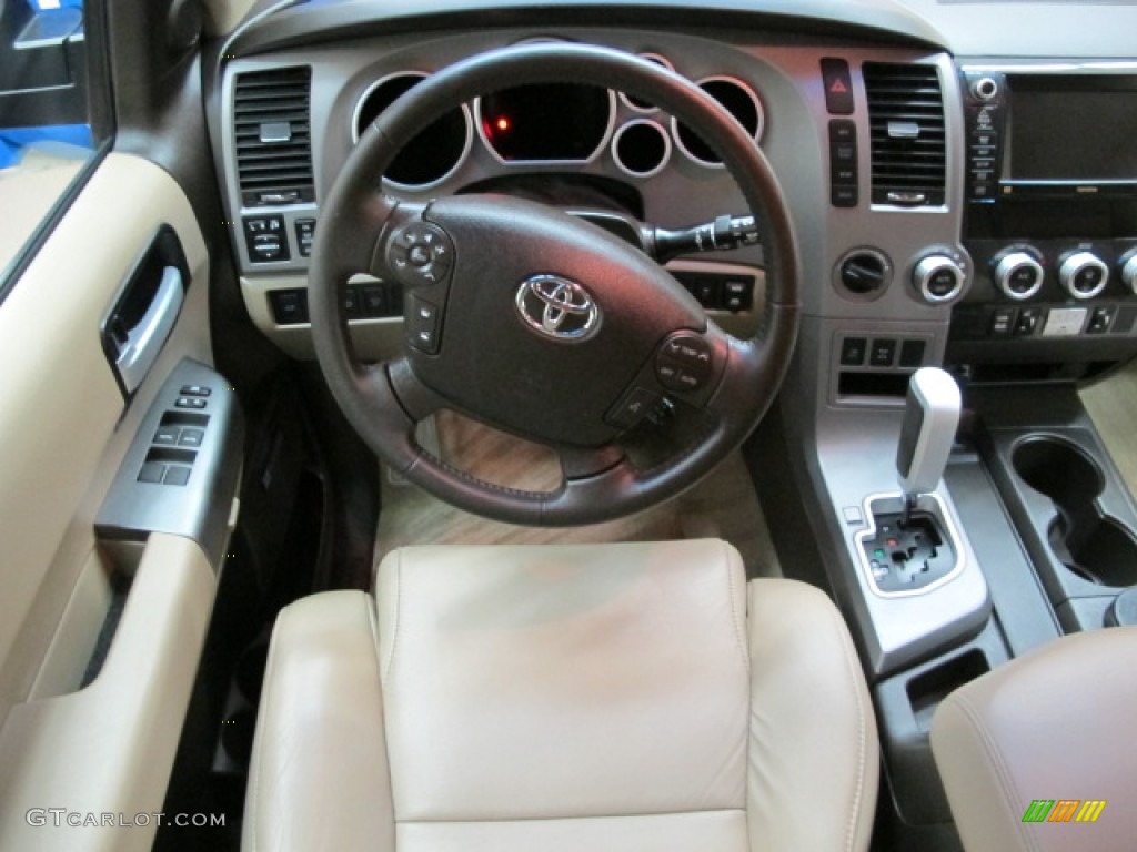 2011 Toyota Sequoia Limited 4WD Sand Beige Steering Wheel Photo #65531214