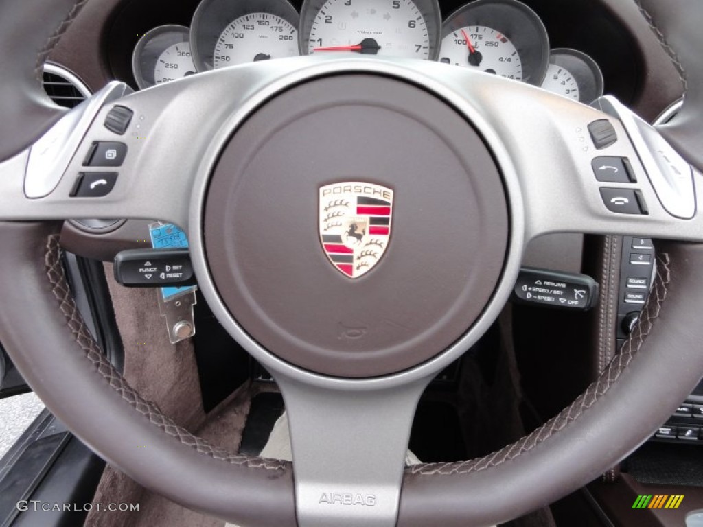 2009 Porsche 911 Carrera S Cabriolet Cocoa Natural Leather Steering Wheel Photo #65536494