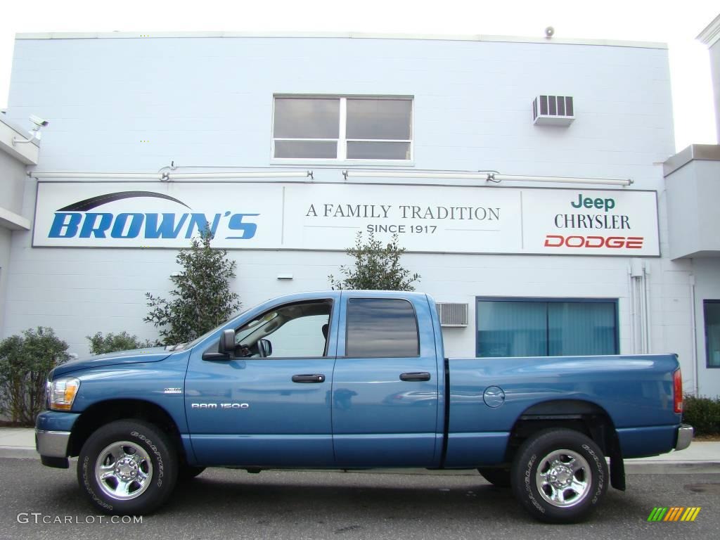 2006 Ram 1500 SLT Quad Cab 4x4 - Atlantic Blue Pearl / Medium Slate Gray photo #1