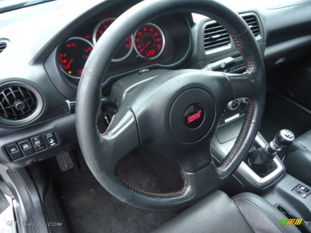 2007 Subaru Impreza WRX STi Limited STi Limited Black Leather Steering Wheel Photo #65542332
