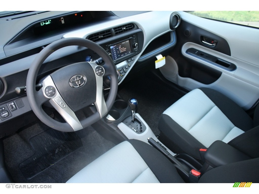 Light Blue Gray Black Interior 2012 Toyota Prius C Hybrid