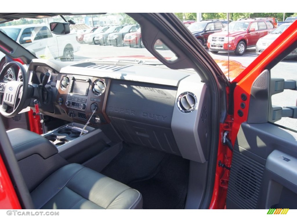 2012 F250 Super Duty Lariat Crew Cab 4x4 - Vermillion Red / Black photo #13