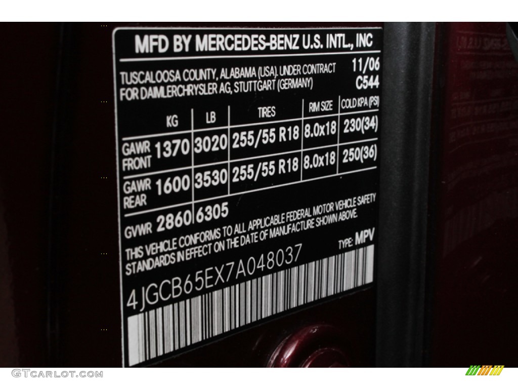 2007 R Color Code 544 for Barolo Red Metallic Photo #65550375