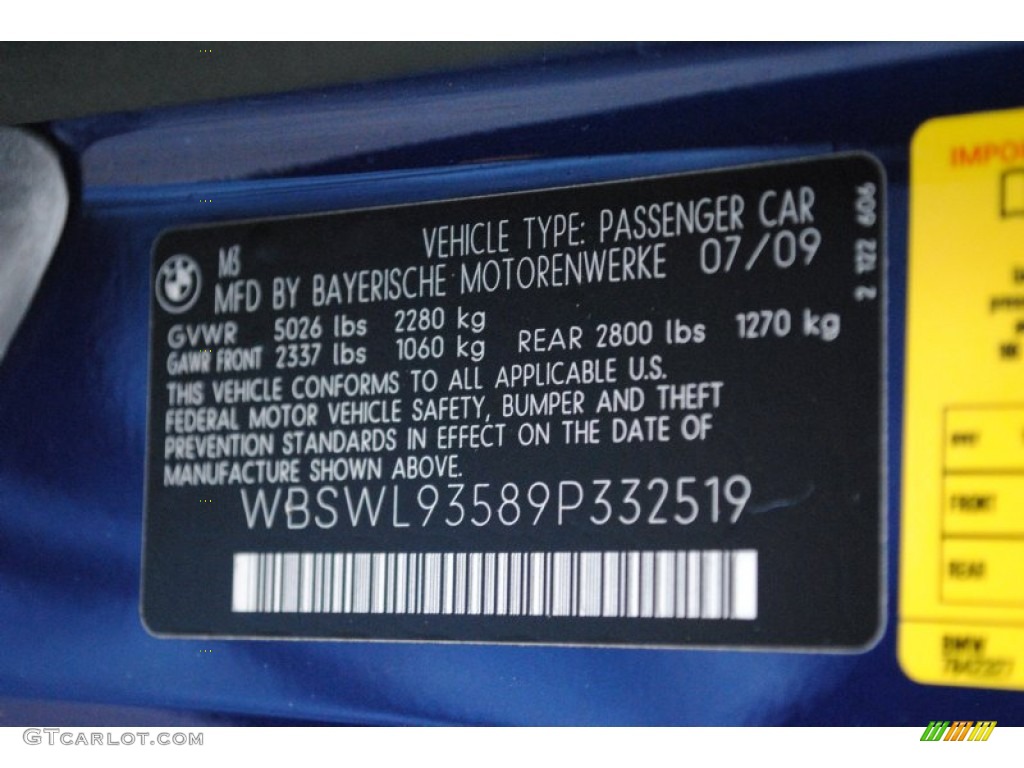 2009 BMW M3 Convertible Info Tag Photo #65551457