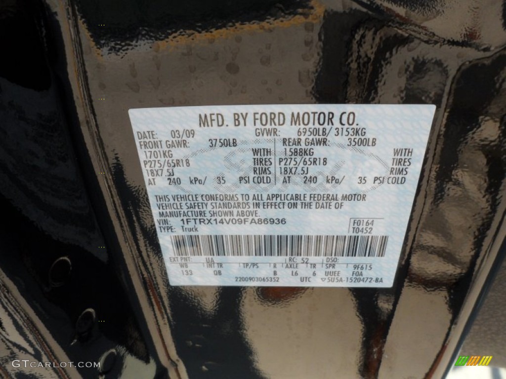 2009 F150 Color Code UA for Black Photo #65557250