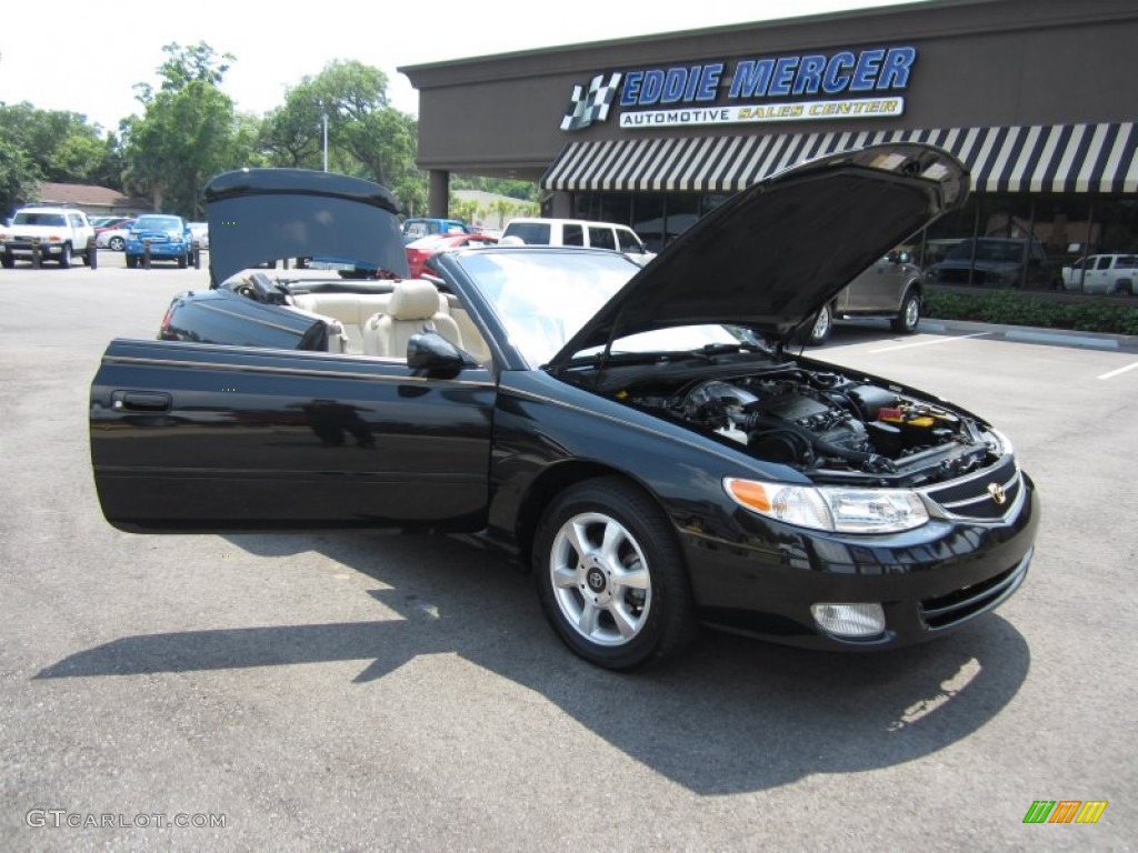 2001 Solara SE V6 Convertible - Black Sand Pearl / Ivory photo #31