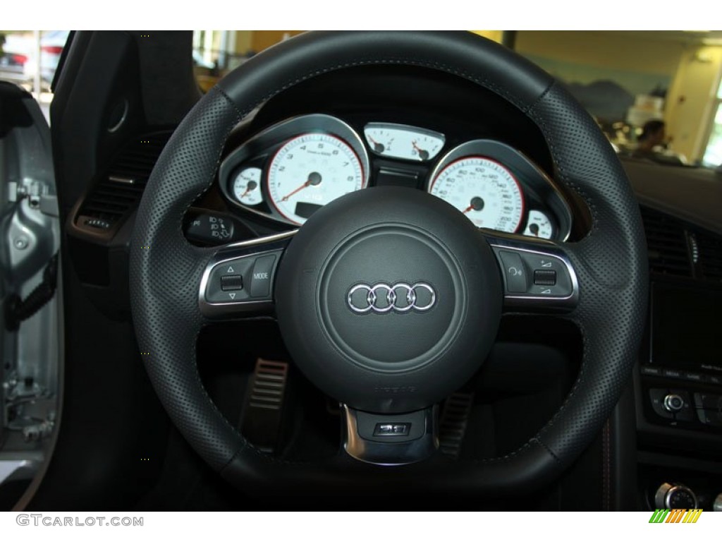 2012 Audi R8 5.2 FSI quattro Black Steering Wheel Photo #65565698