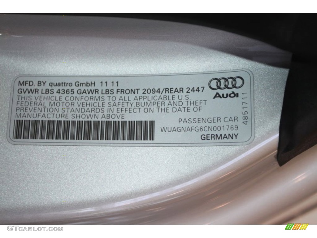2012 Audi R8 5.2 FSI quattro Info Tag Photo #65565743
