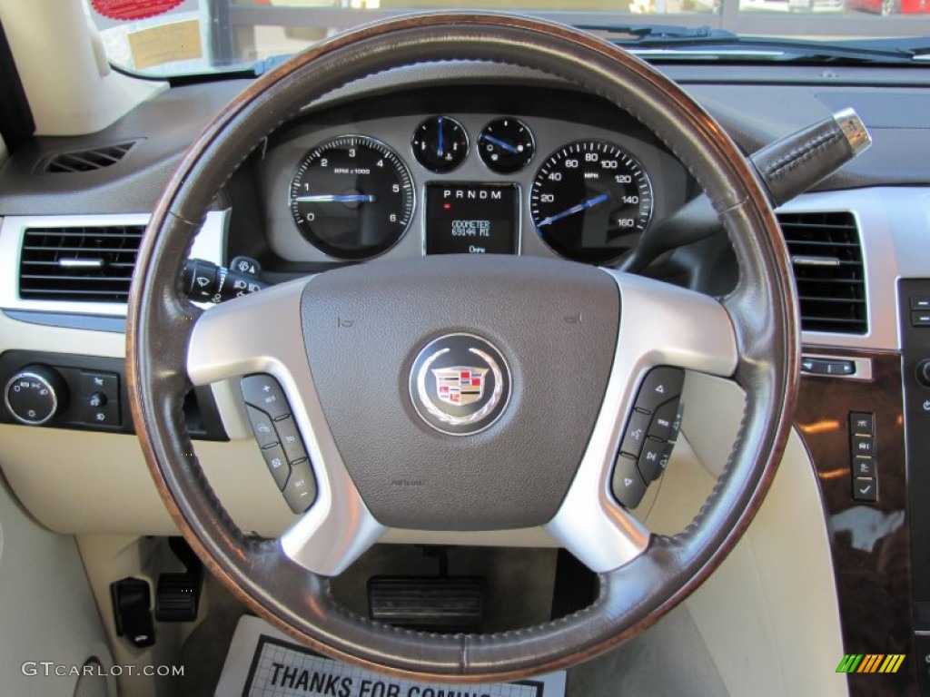 2007 Cadillac Escalade AWD Cocoa/Light Cashmere Steering Wheel Photo #65567186
