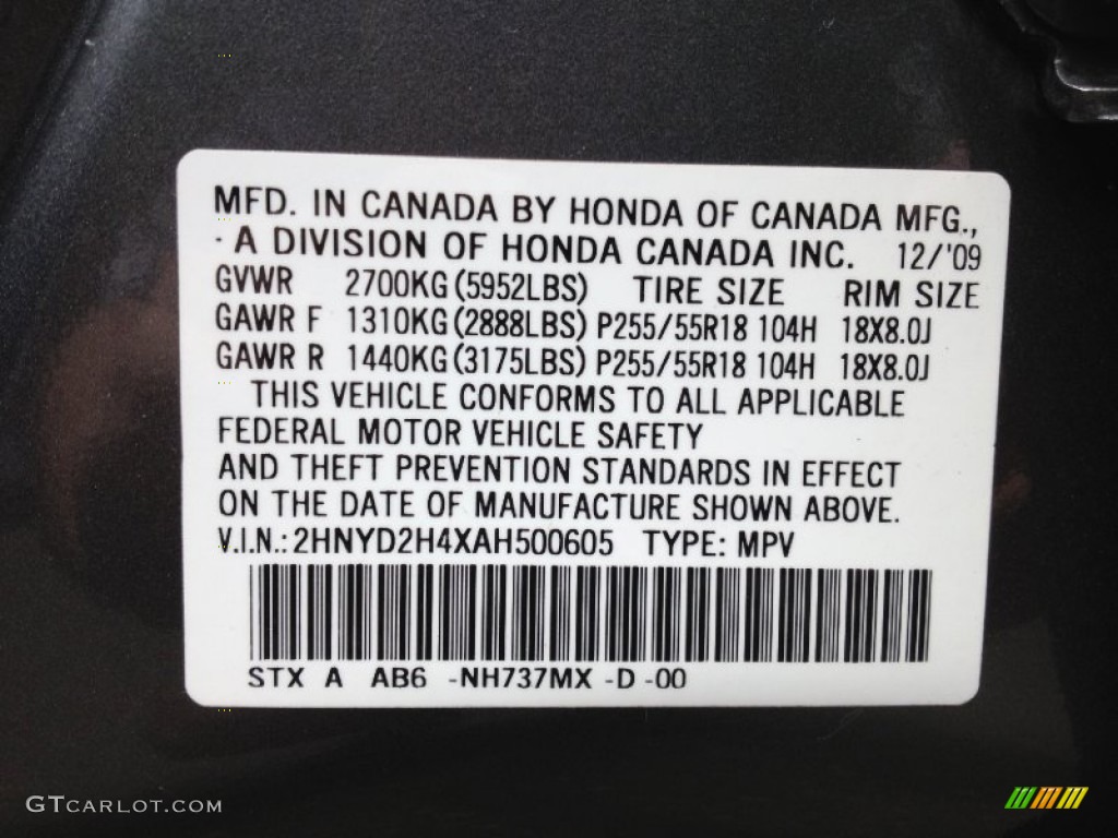 2010 MDX Color Code NH737MX for Polished Metal Metallic Photo #65569073