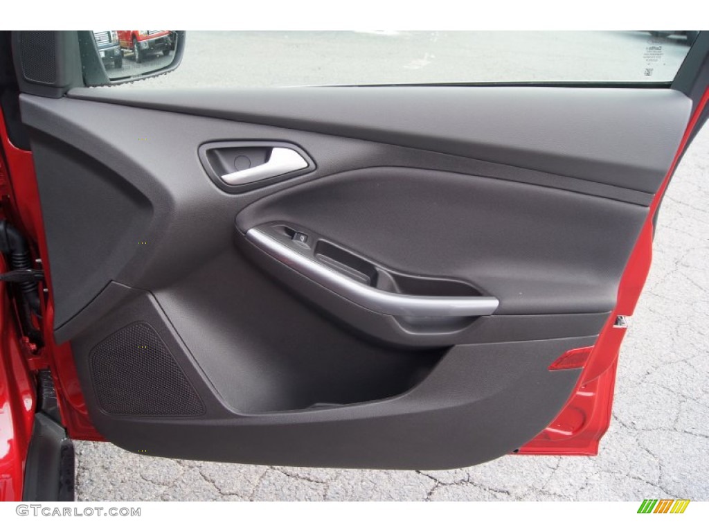 2012 Ford Focus Titanium Sedan Charcoal Black Leather Door Panel Photo #65571485