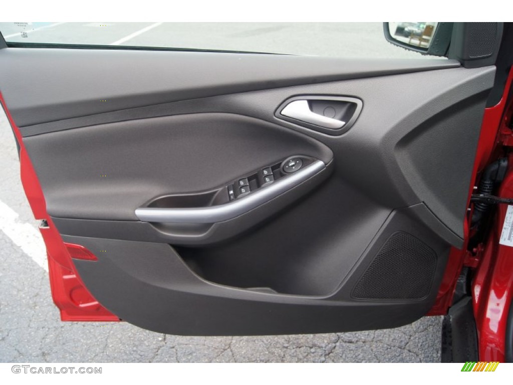 2012 Ford Focus Titanium Sedan Charcoal Black Leather Door Panel Photo #65571527