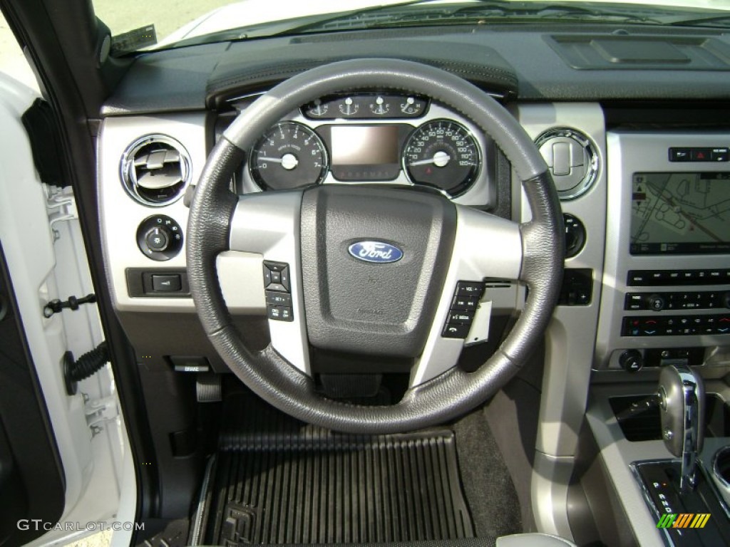 2011 Ford F150 Platinum SuperCrew 4x4 Steel Gray/Black Steering Wheel Photo #65572108