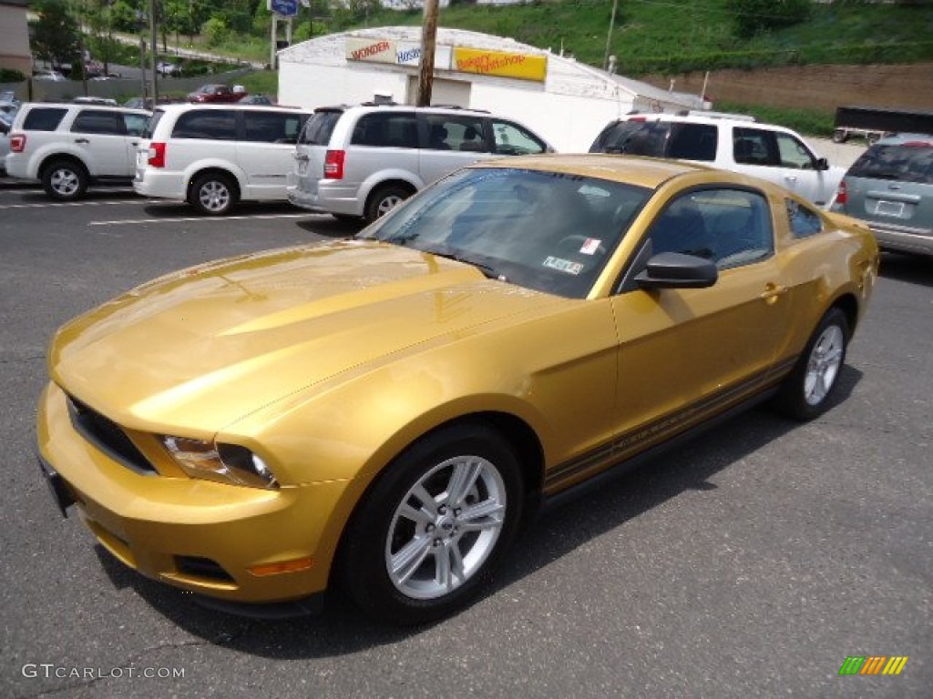 Sunset Gold Metallic 2010 Ford Mustang V6 Coupe Exterior Photo #65574698