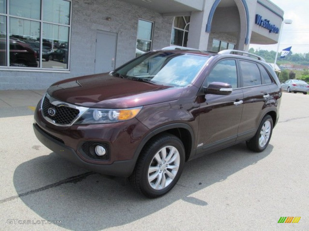 2011 Sorento EX V6 AWD - Dark Cherry / Black photo #2