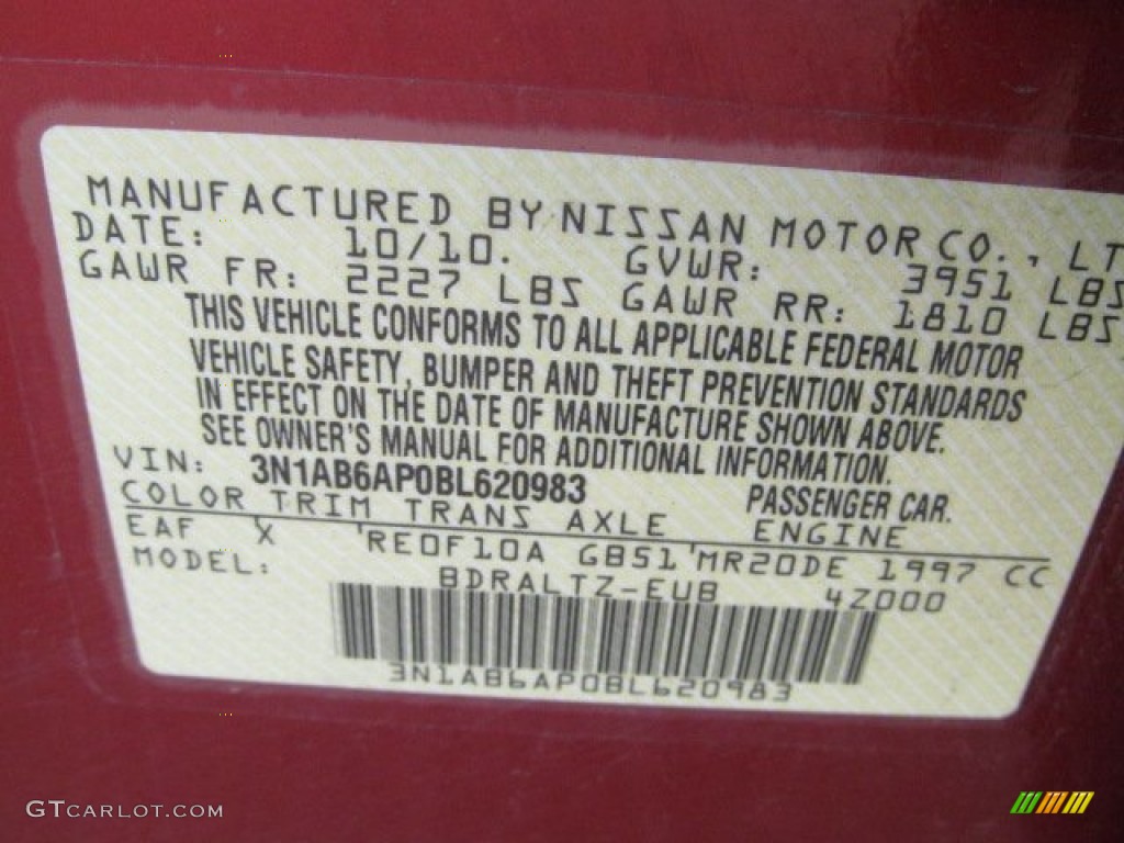 2011 Nissan Sentra 2.0 SR Parts Photos