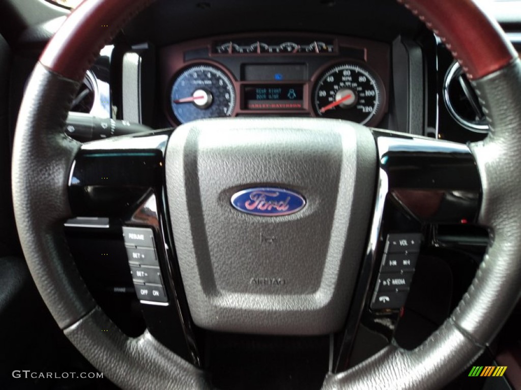 2010 Ford F150 Harley-Davidson SuperCrew 4x4 Harley Davidson Lava Red/Black Steering Wheel Photo #65579984