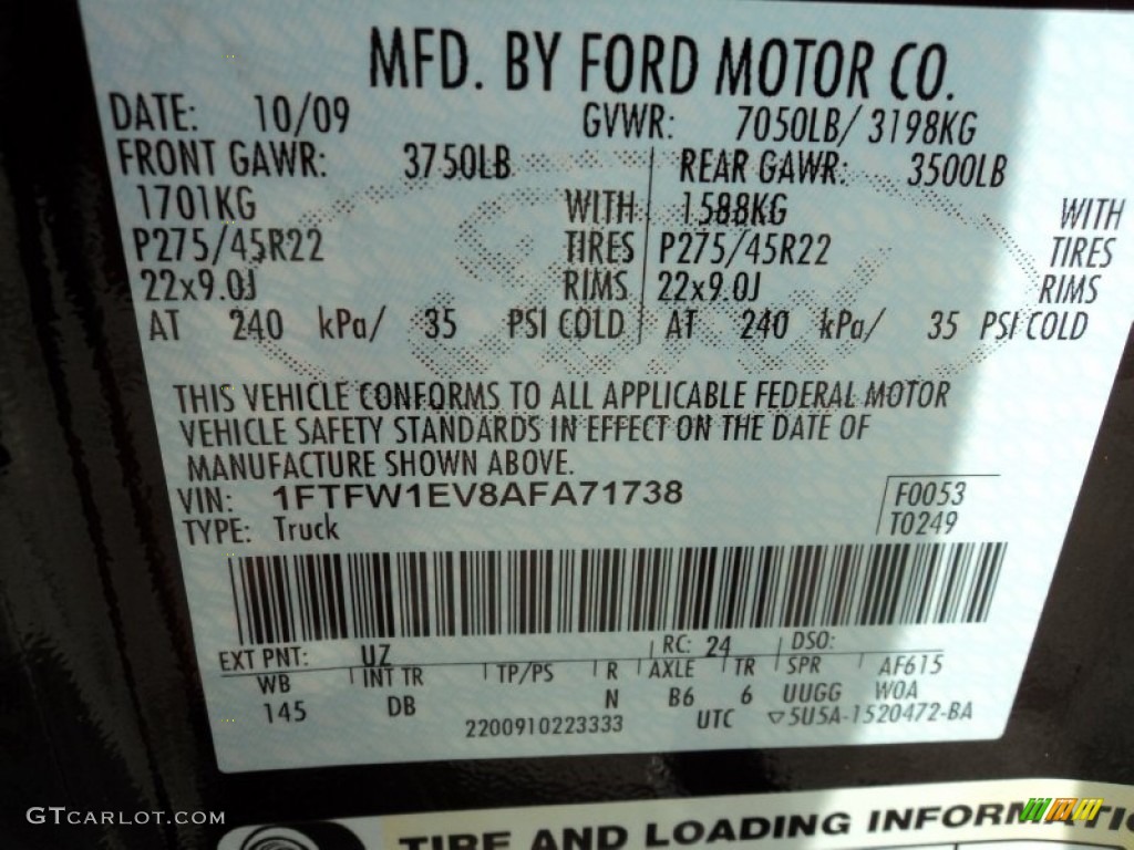 2010 F150 Color Code UZ for Lava Red Metallic Photo #65580083
