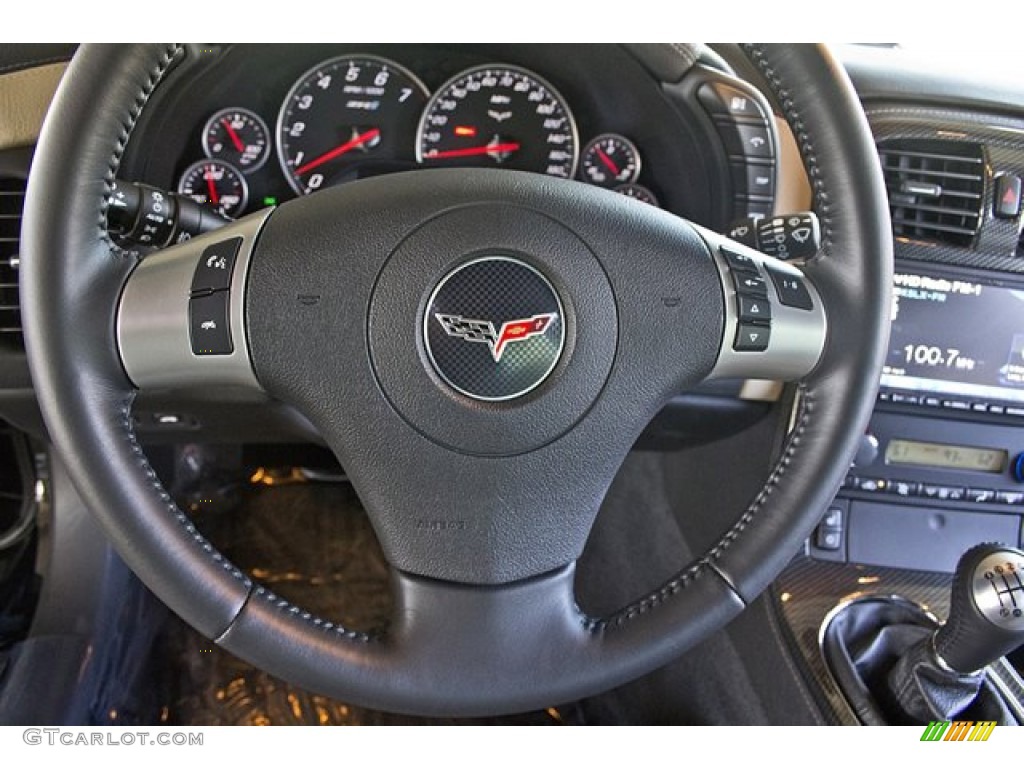 2011 Chevrolet Corvette ZR1 Ebony Black/Cashmere Steering Wheel Photo #65582276