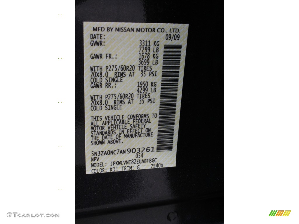 2010 QX Color Code K11 for Silver Graphite Photo #65583545