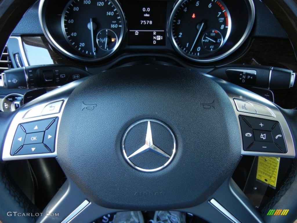 2012 Mercedes-Benz ML 350 4Matic Black Steering Wheel Photo #65590112
