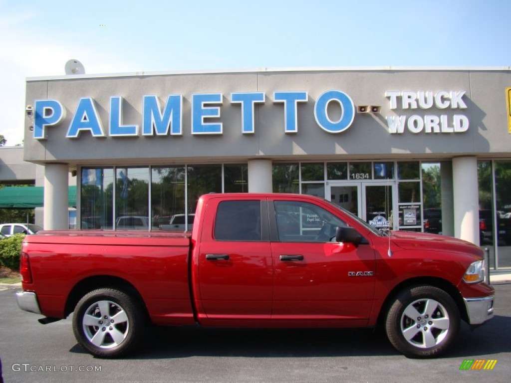 2009 Ram 1500 SLT Quad Cab - Inferno Red Crystal Pearl / Light Pebble Beige/Bark Brown photo #1