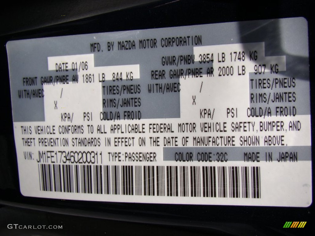 2006 RX-8 Color Code 32C for Phantom Blue Mica Photo #65592119