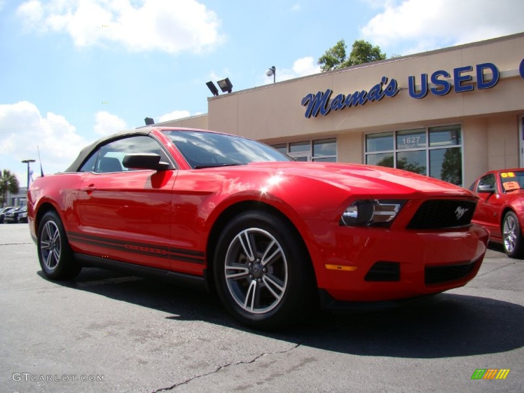 2011 Mustang V6 Premium Convertible - Race Red / Stone photo #2