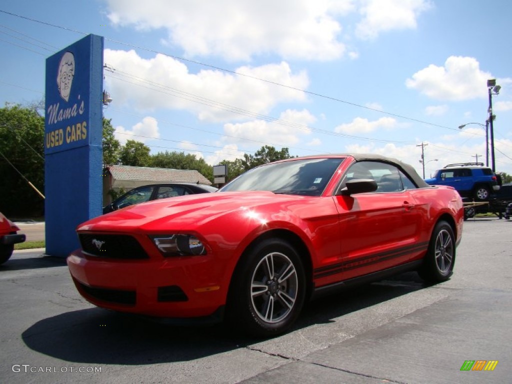 2011 Mustang V6 Premium Convertible - Race Red / Stone photo #4