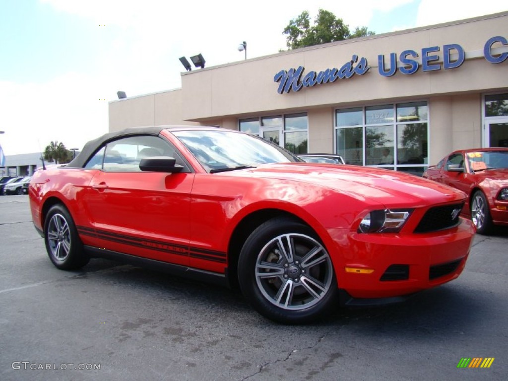 2011 Mustang V6 Premium Convertible - Race Red / Stone photo #26