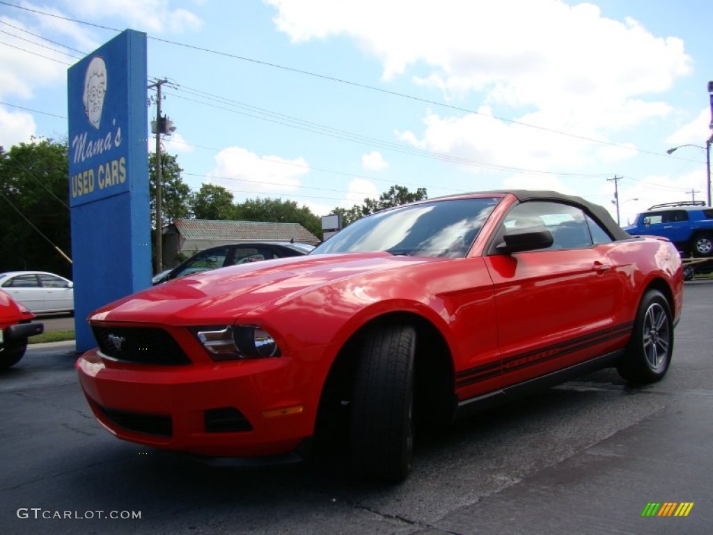 2011 Mustang V6 Premium Convertible - Race Red / Stone photo #27