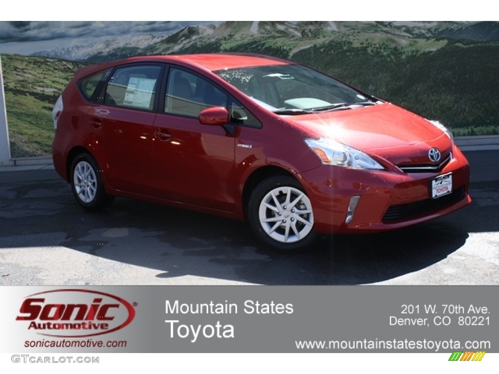 2012 Prius v Two Hybrid - Barcelona Red Metallic / Bisque photo #1
