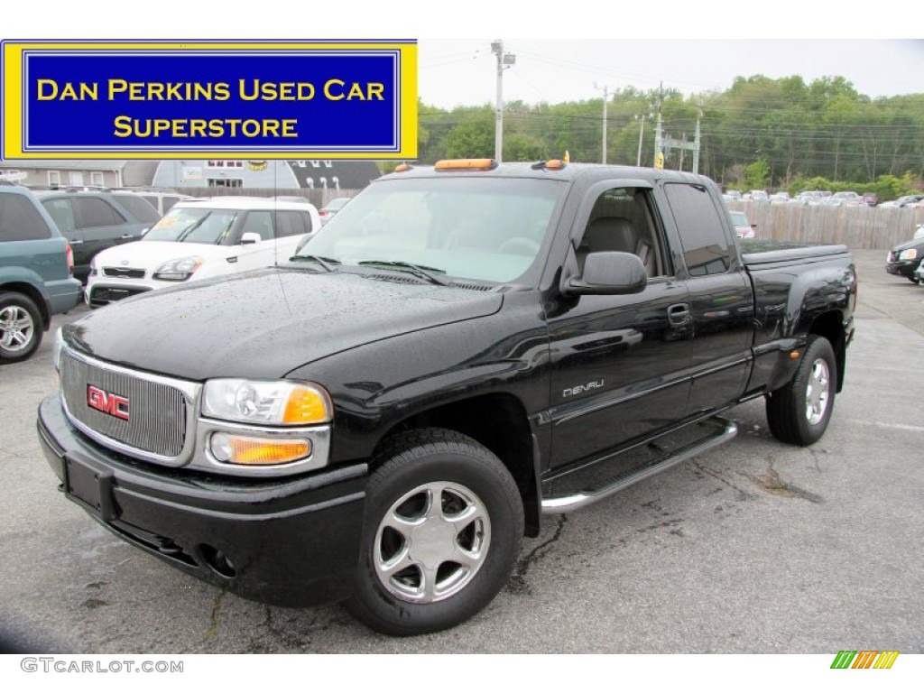 2002 Sierra 1500 Denali Extended Cab 4WD - Onyx Black / Stone Gray photo #1